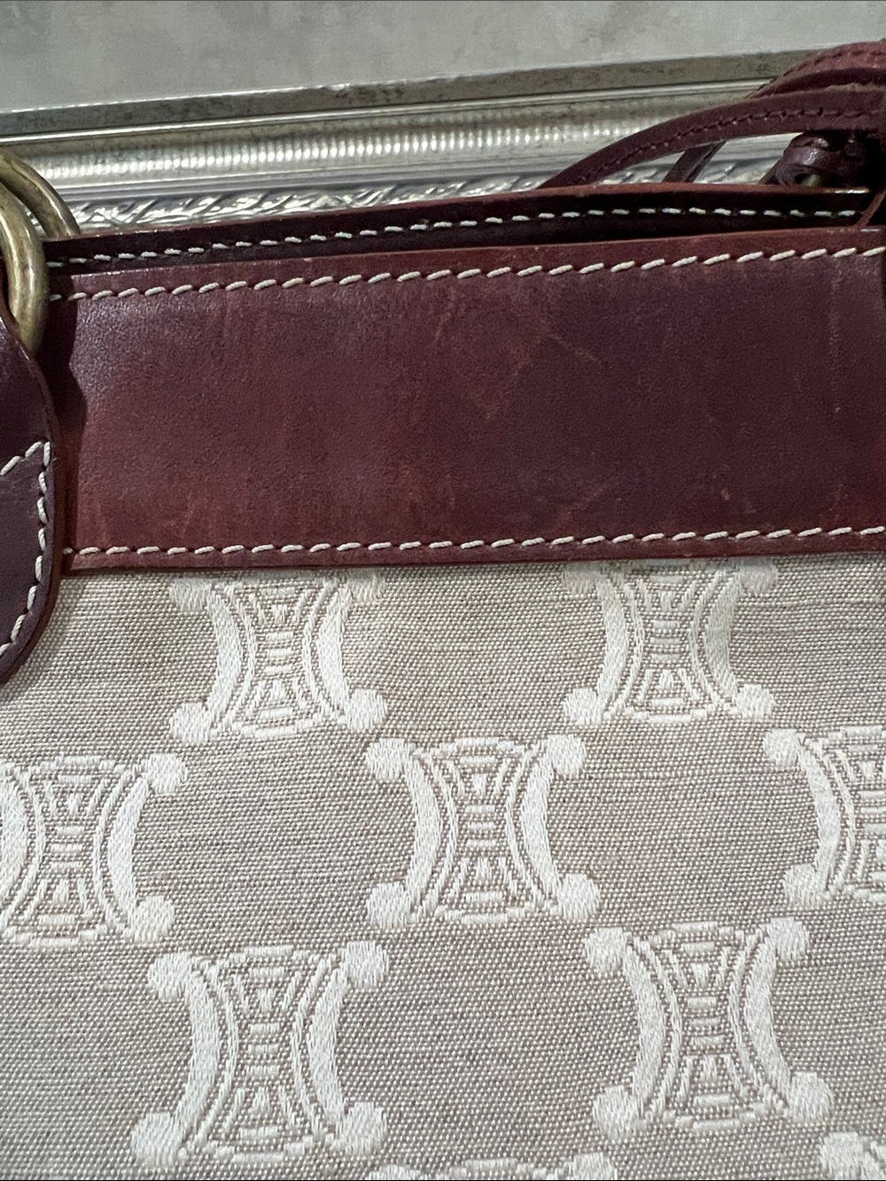 Celine Triomphe Cream and Brown Tote Bag EUC - Picture 15 of 16